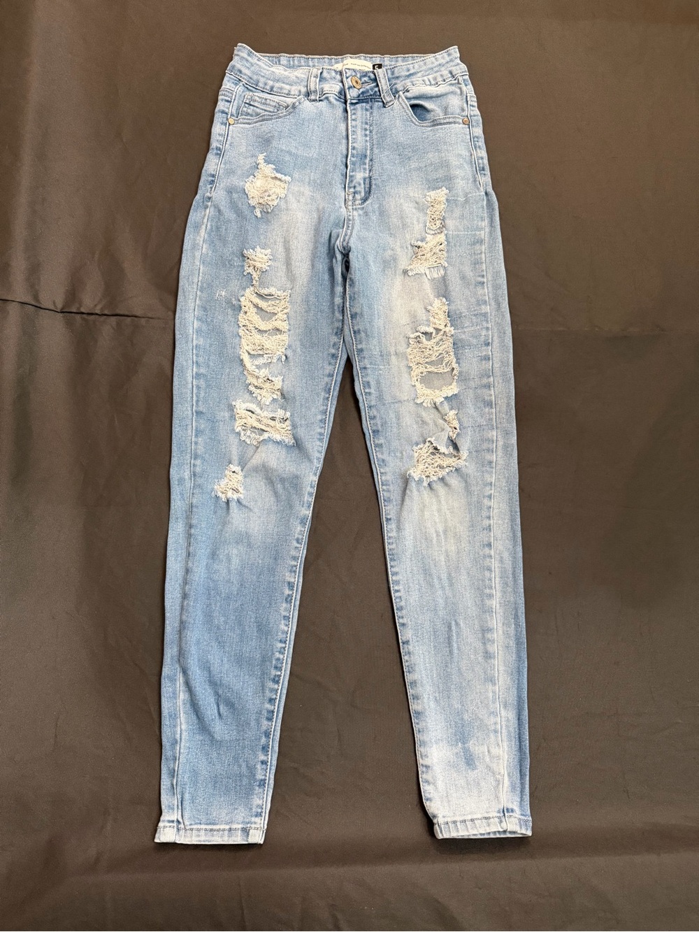 BAMBOO Light Blue Distressed High-Rise Jeans